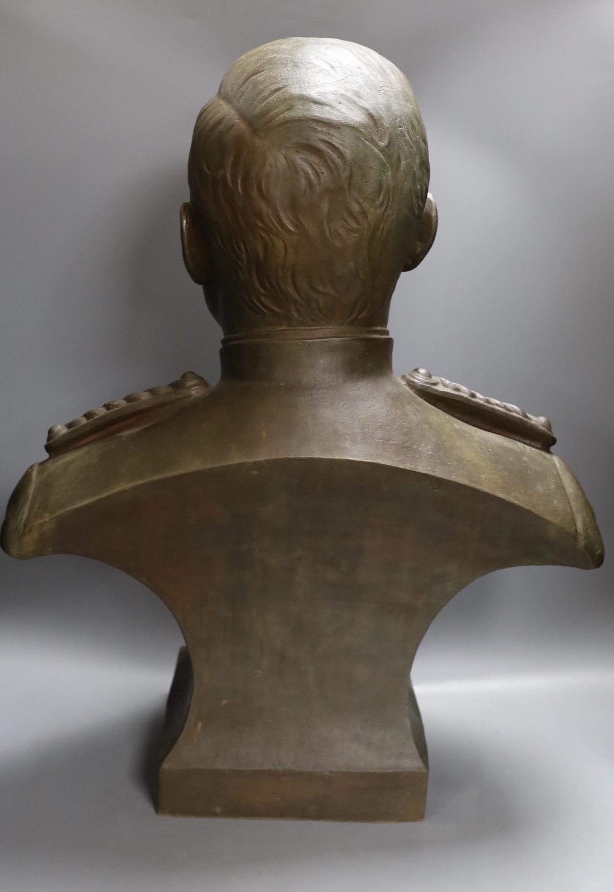 A bronze bust of B. Pietri, signed and dated 1910 - 62cm tall